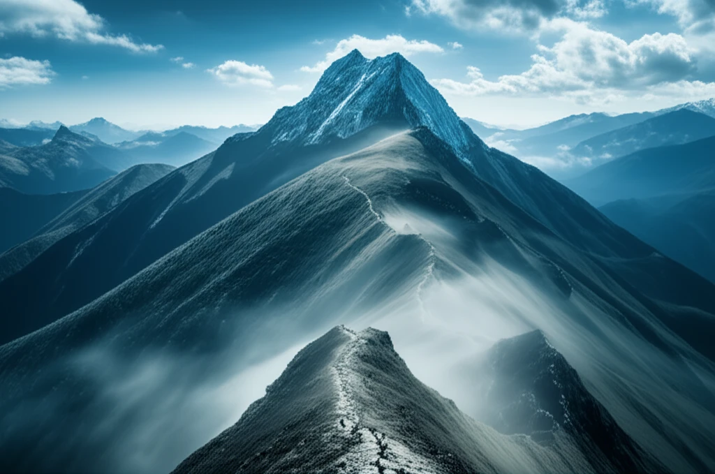 산악 지형과 CCTV 카메라 범위를 설명하는 개념도