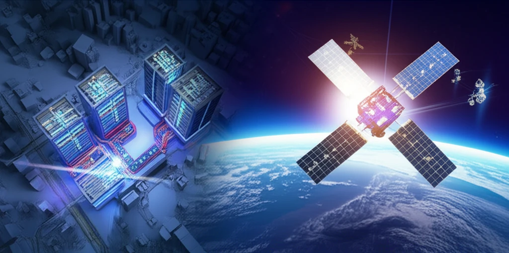 우주 데이터센터에서 AI 연산하는 미래 이미지